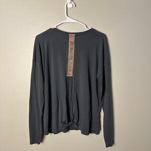 Victoria Sport Women's Long Sleeve Gray Active Top with Back Cutout Size M